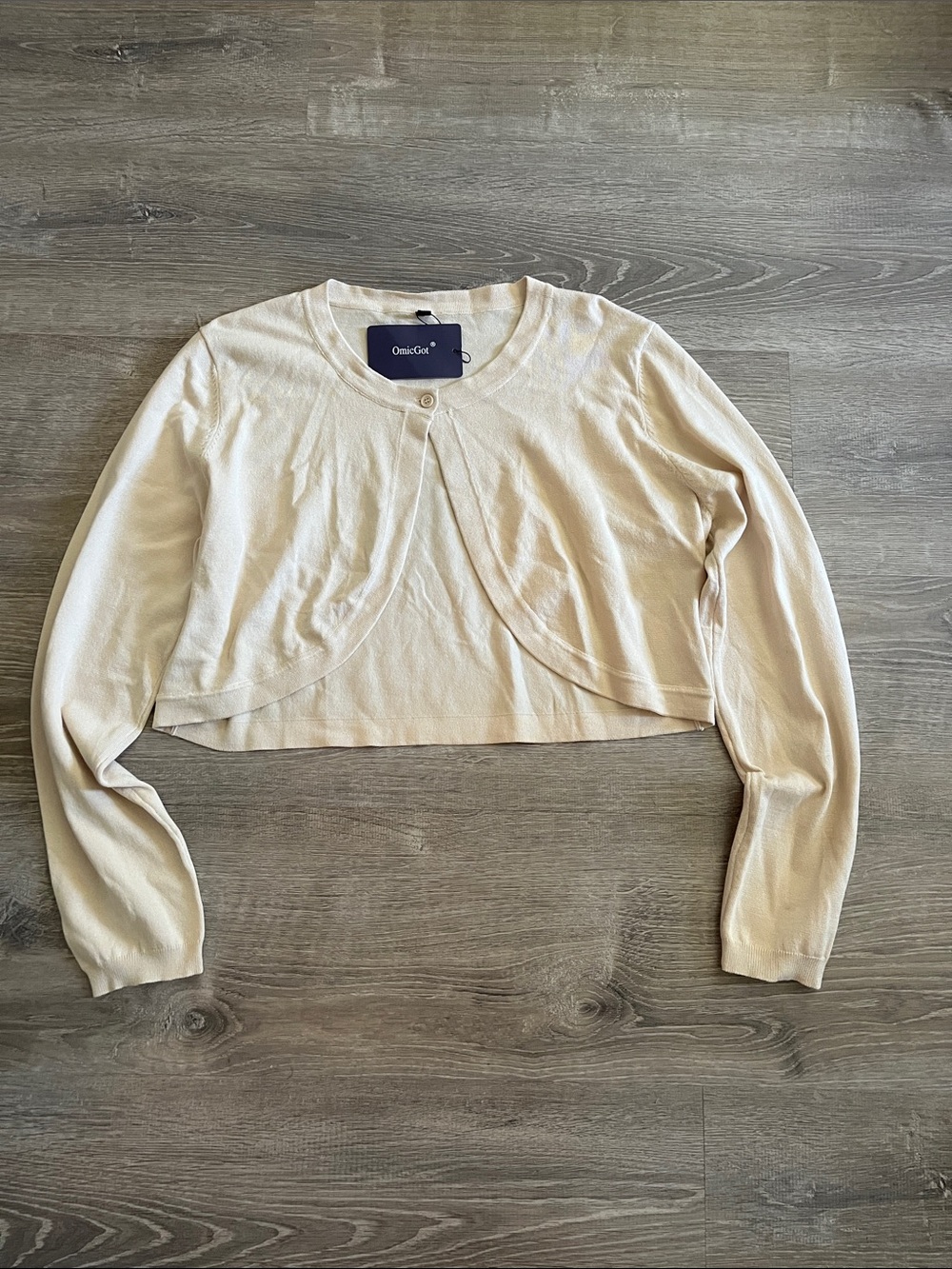 Cream Cropped Button-Front Cardigan
